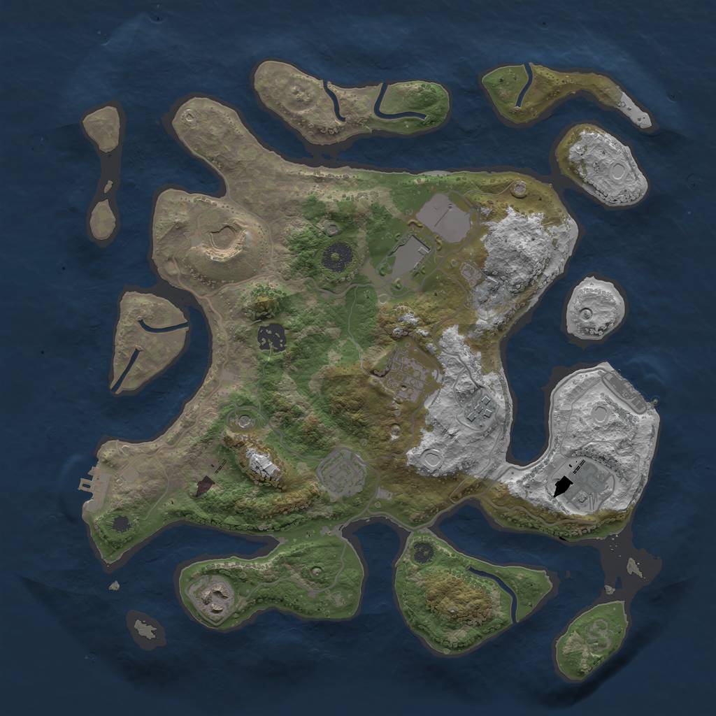Rust Map: Procedural Map, Size: 3600, Seed: 803080538, 16 Monuments