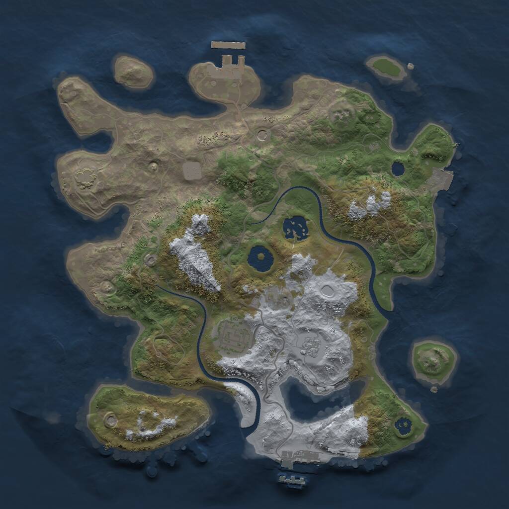 Rust Map: Procedural Map, Size: 3000, Seed: 91914246, 8 Monuments