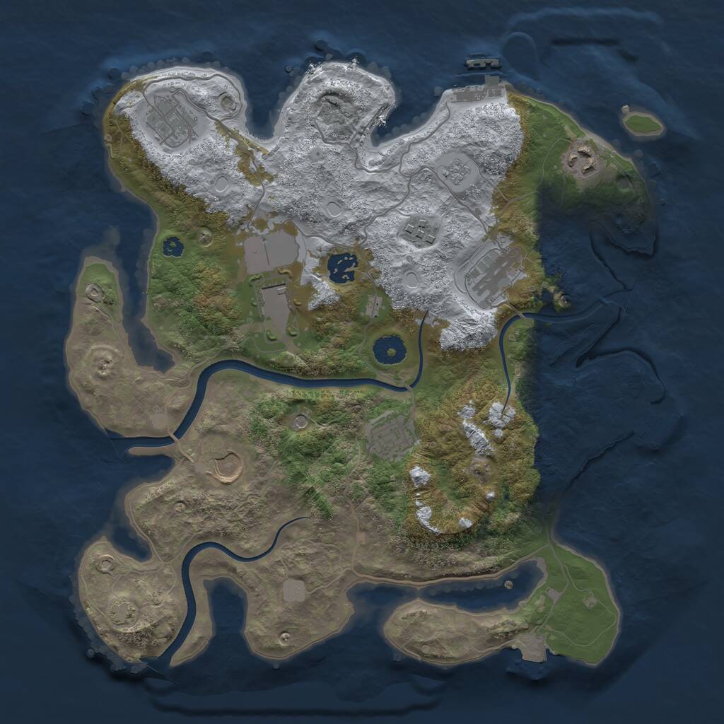 Rust Map: Procedural Map, Size: 3500, Seed: 222776627, 14 Monuments