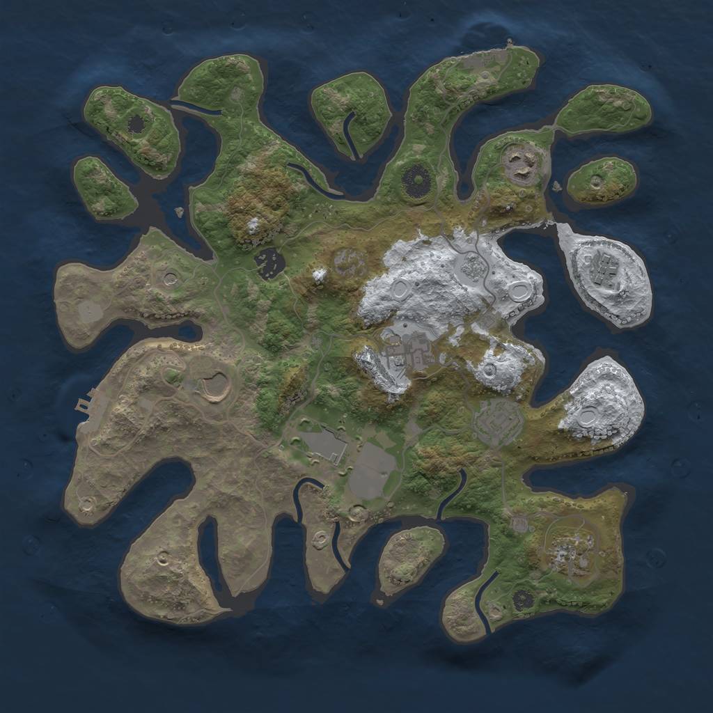 Rust Map: Procedural Map, Size: 3500, Seed: 165801559, 17 Monuments