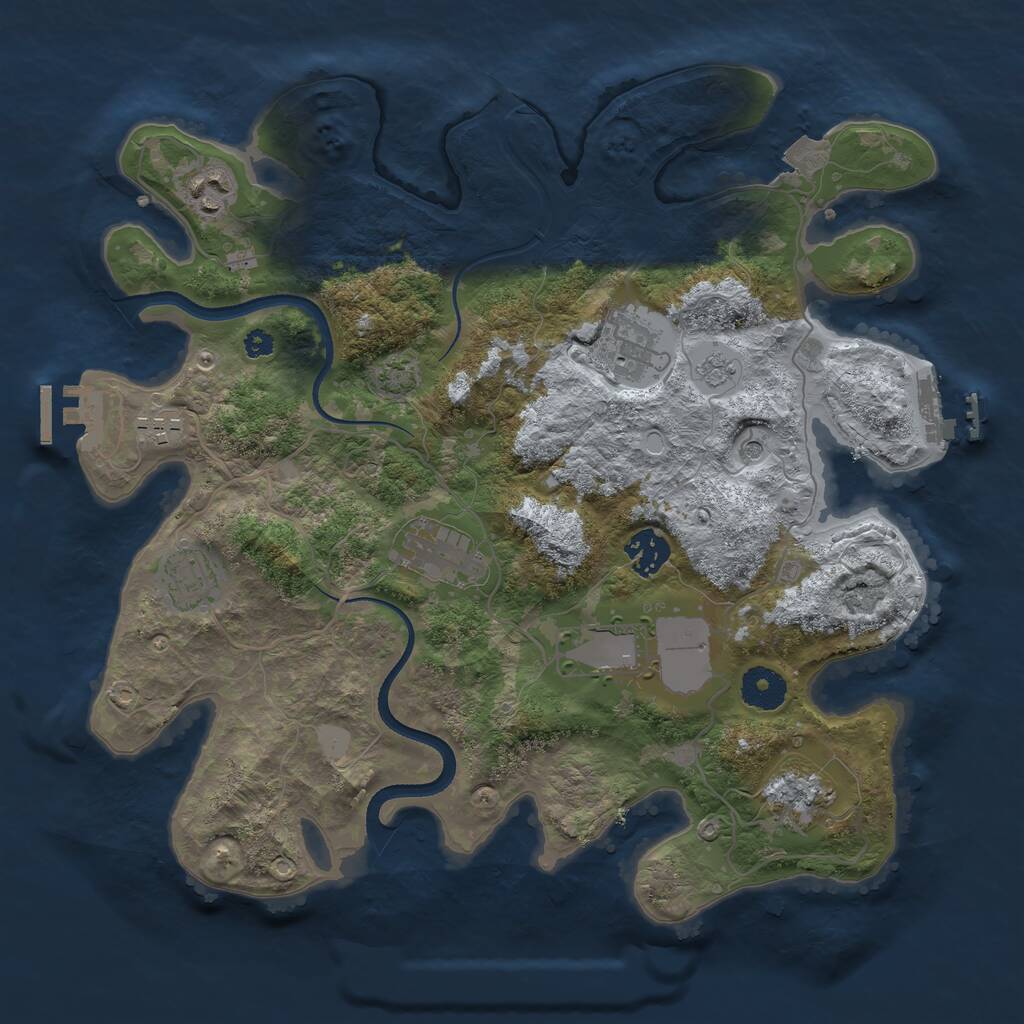 Rust Map: Procedural Map, Size: 3500, Seed: 165801559, 14 Monuments