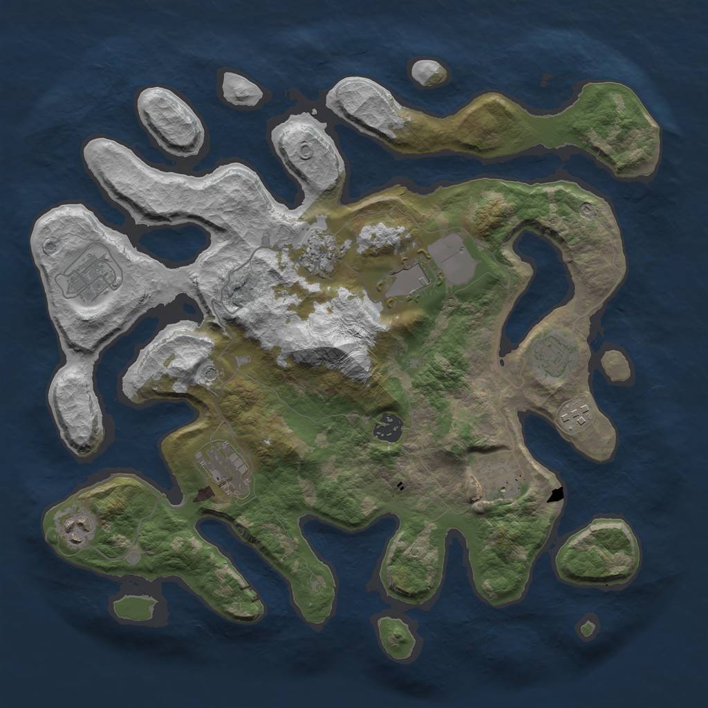 Rust Map: Barren, Size: 3700, Seed: 158536649, 12 Monuments