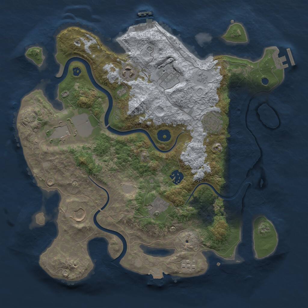 Rust Map: Procedural Map, Size: 3500, Seed: 722858422, 14 Monuments