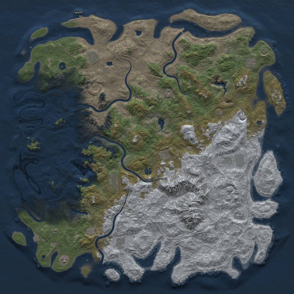 Rust Map: Procedural Map, Size: 6000, Seed: 916482753, 17 Monuments