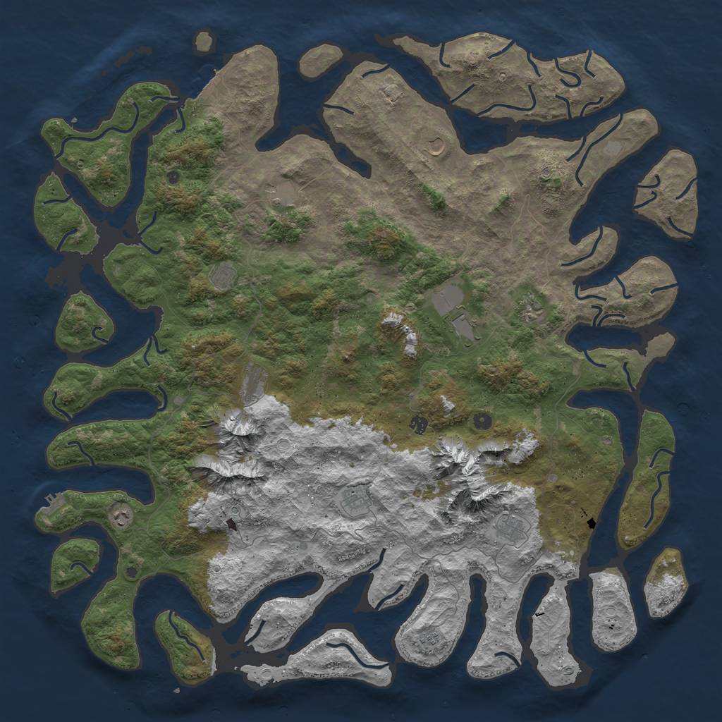 Rust Map: Procedural Map, Size: 6000, Seed: 114686516, 19 Monuments