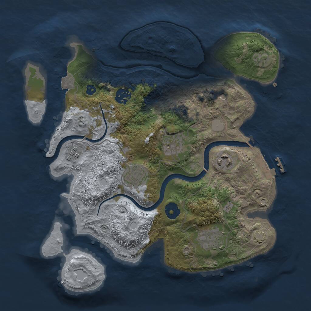 Rust Map: Procedural Map, Size: 3000, Seed: 7648, 10 Monuments