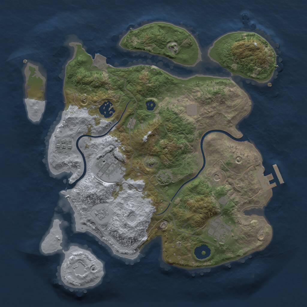 Rust Map: Procedural Map, Size: 3000, Seed: 7648, 9 Monuments