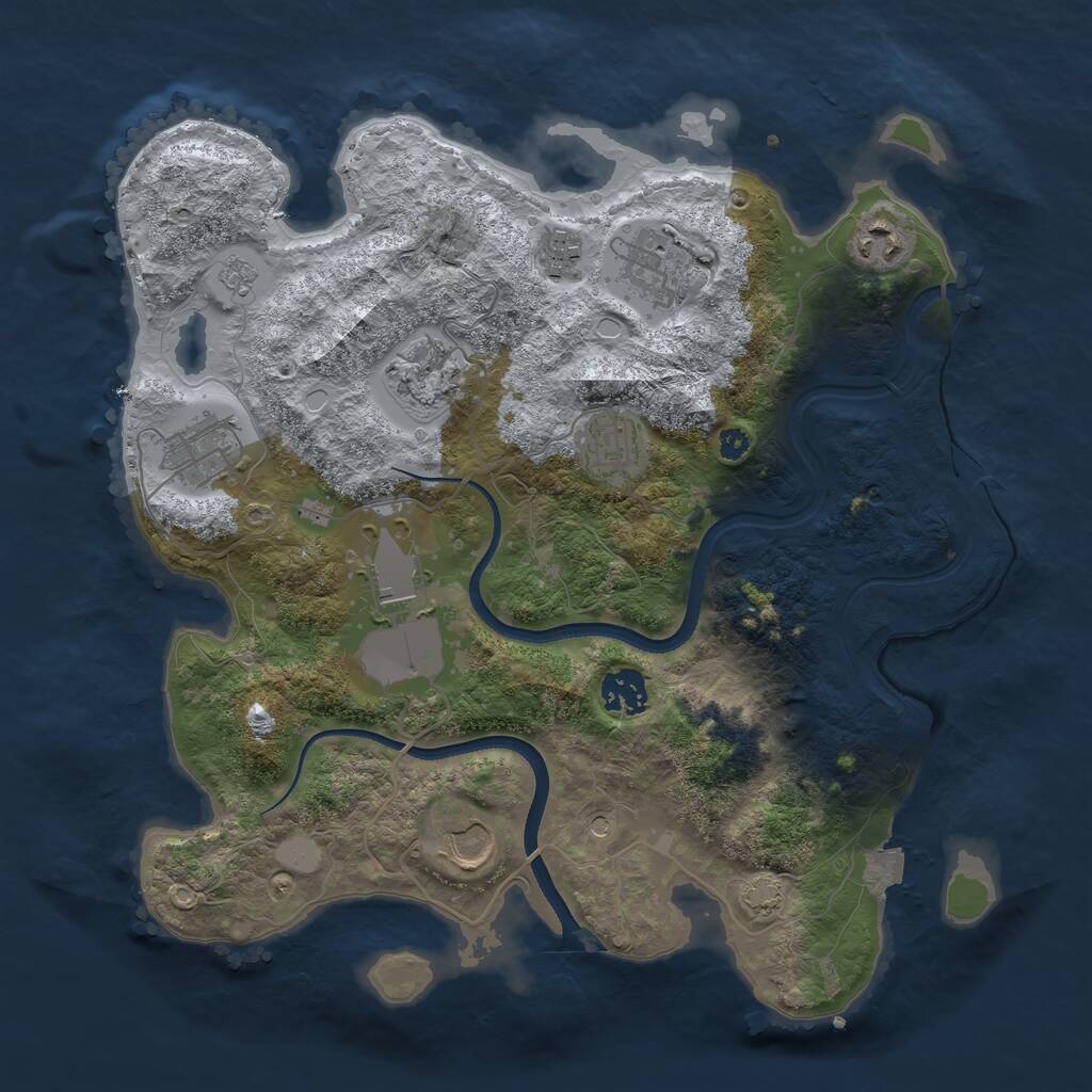 Rust Map: Procedural Map, Size: 3500, Seed: 140576, 13 Monuments