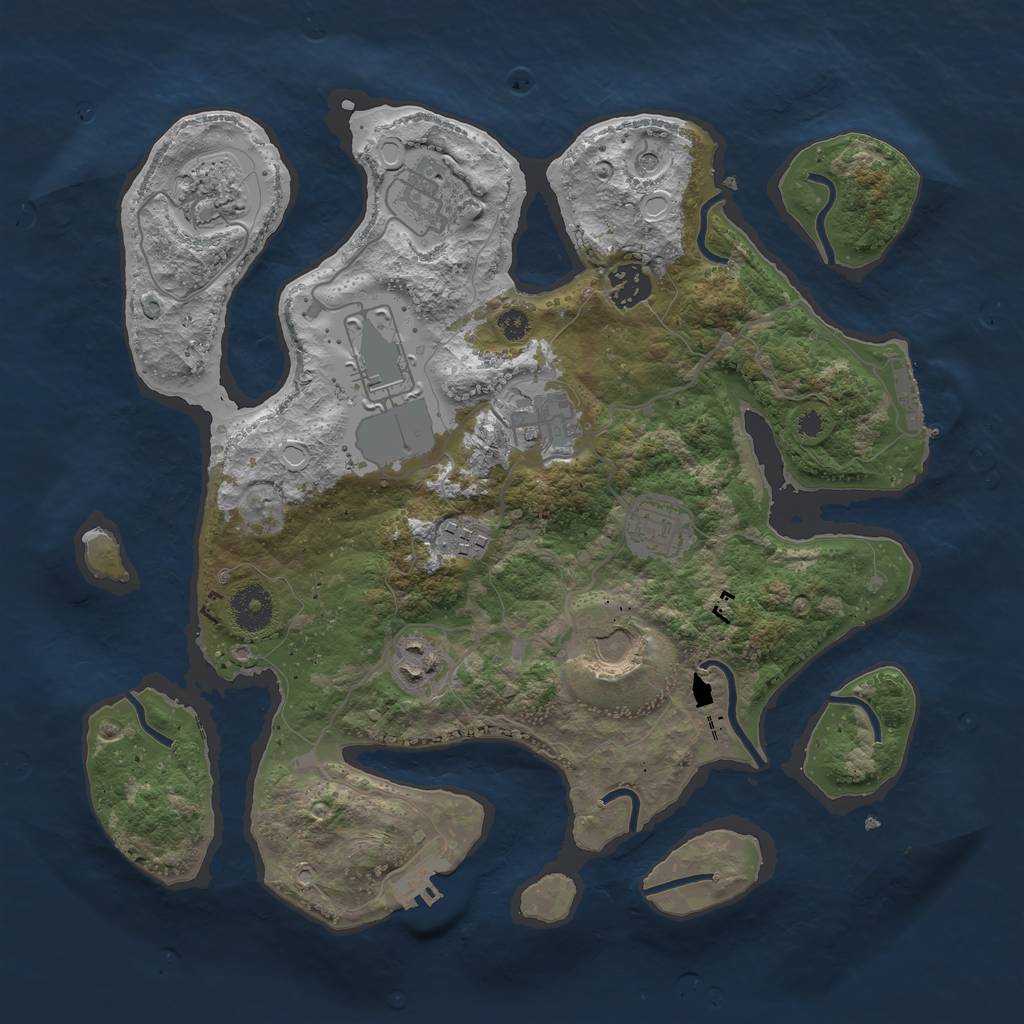 Rust Map: Procedural Map, Size: 3500, Seed: 1270291255, 17 Monuments