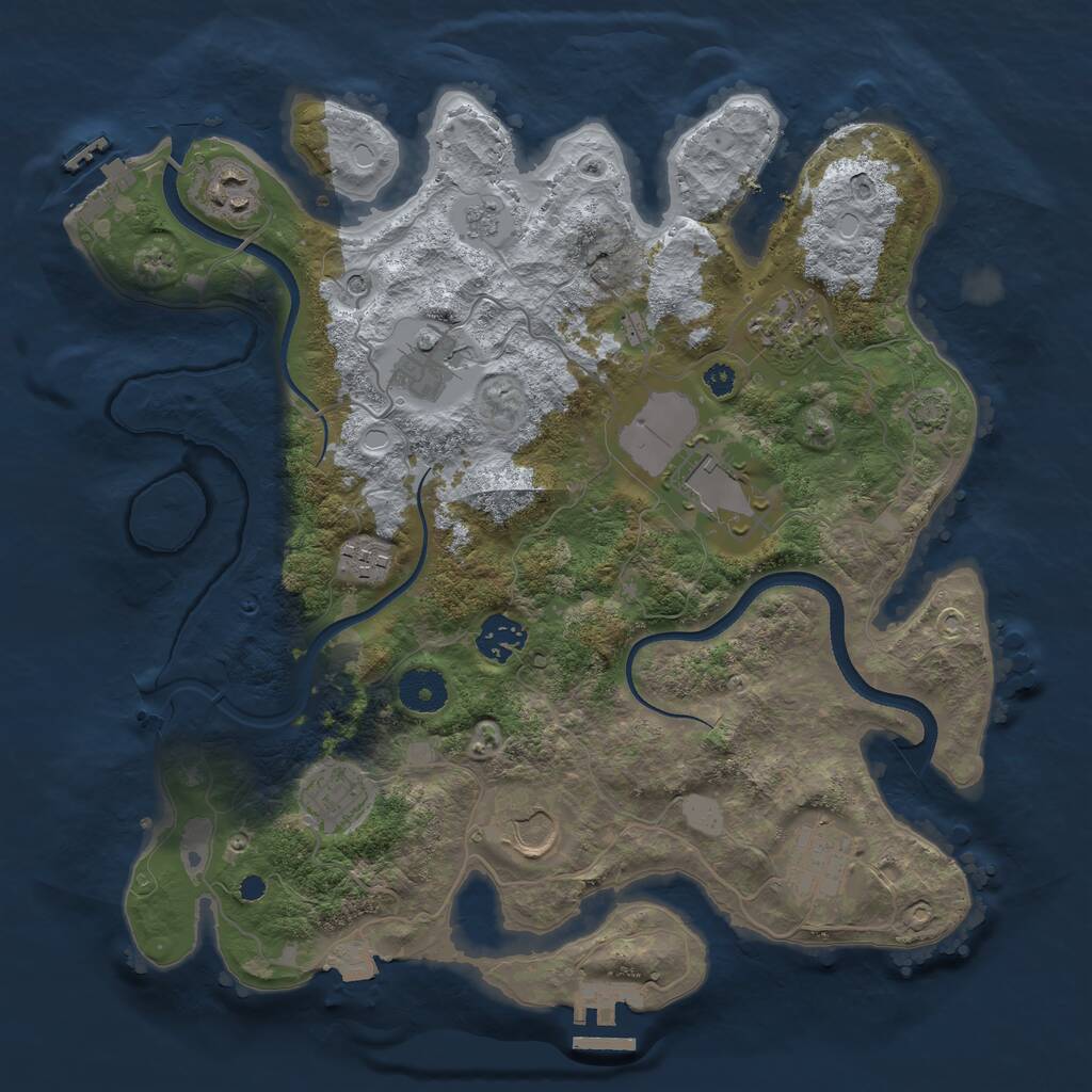 Rust Map: Procedural Map, Size: 3500, Seed: 1140149210, 15 Monuments