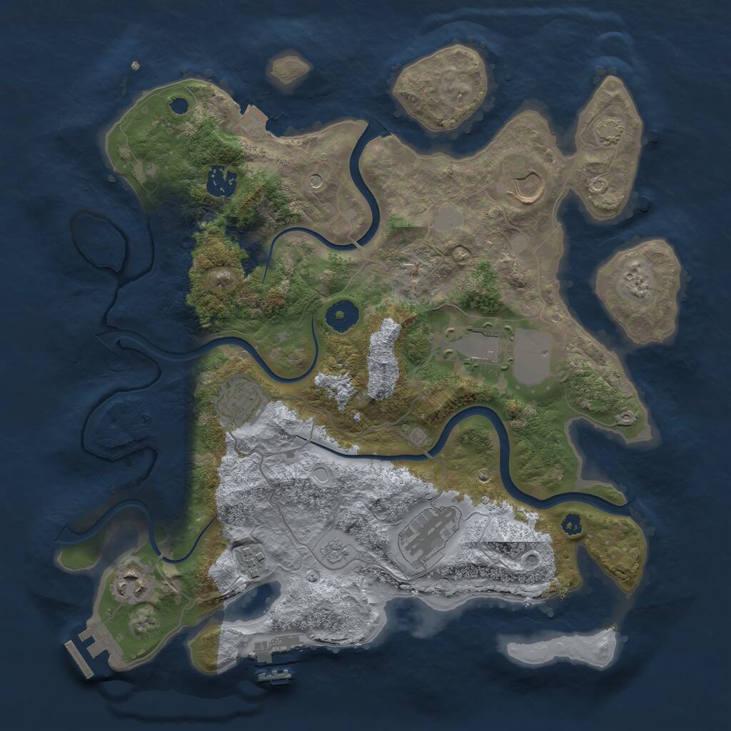 Rust Map: Procedural Map, Size: 3500, Seed: 617992545, 13 Monuments