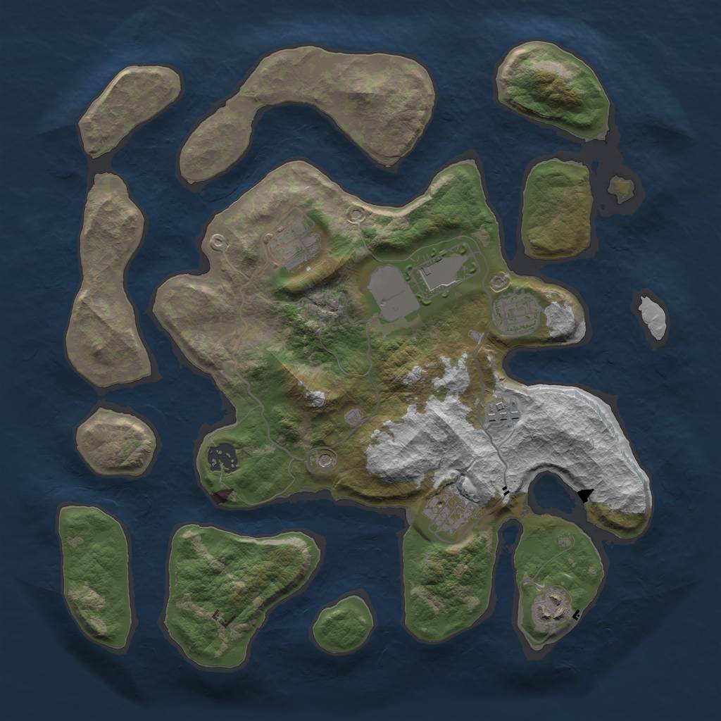 Rust Map: Barren, Size: 3500, Seed: 11234, 10 Monuments