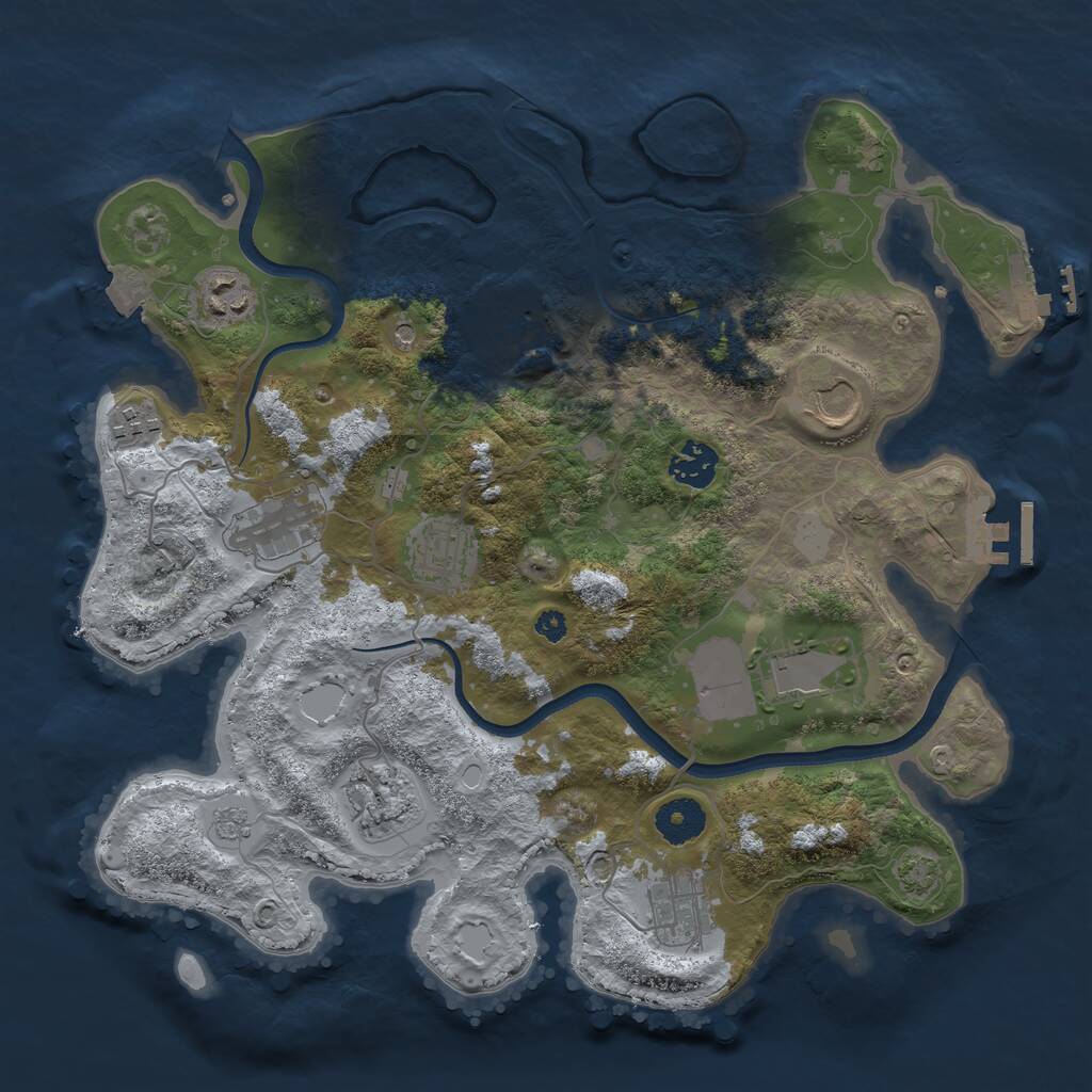 Rust Map: Procedural Map, Size: 3500, Seed: 790985471, 16 Monuments