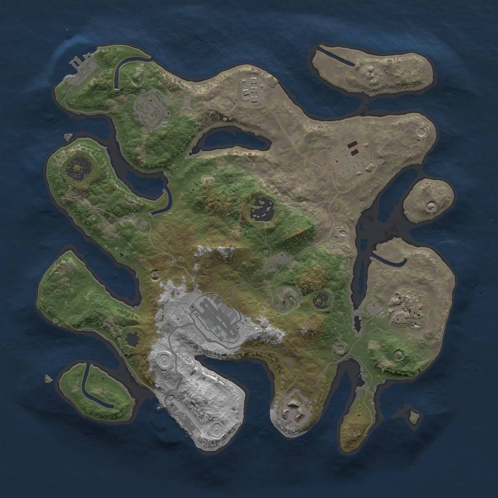 Rust Map: Procedural Map, Size: 3000, Seed: 2105823457, 17 Monuments