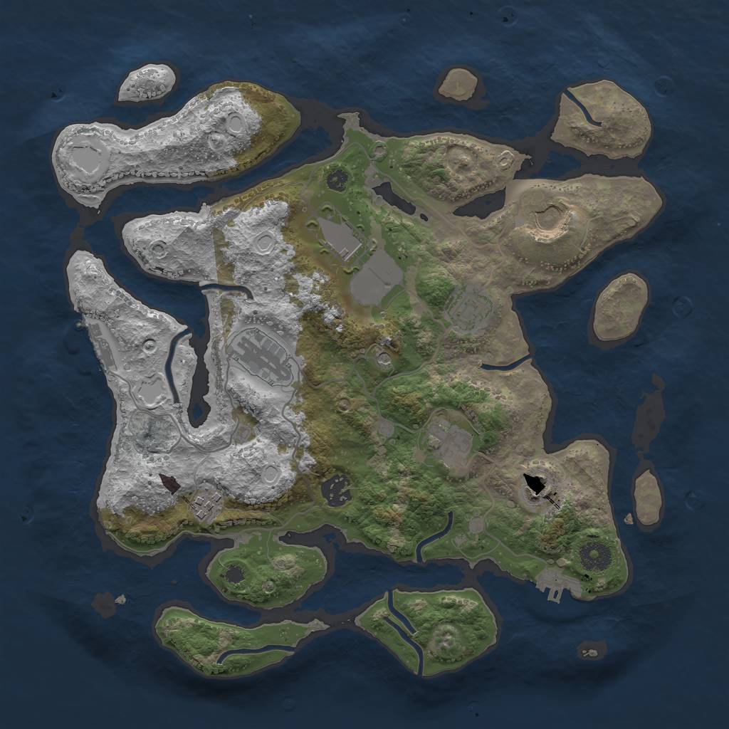 Rust Map: Procedural Map, Size: 3500, Seed: 1214312853, 16 Monuments