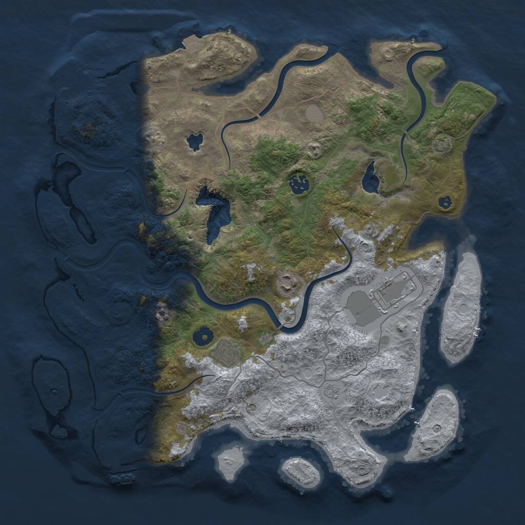 Rust Map: Procedural Map, Size: 4000, Seed: 916482753, 11 Monuments