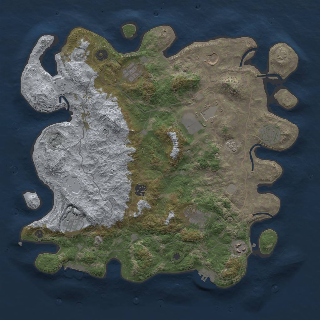Rust Map: Procedural Map, Size: 4000, Seed: 963963539, 17 Monuments