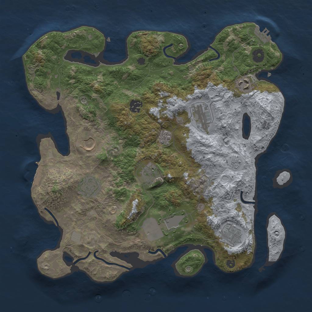 Rust Map: Procedural Map, Size: 3600, Seed: 1625675699, 16 Monuments