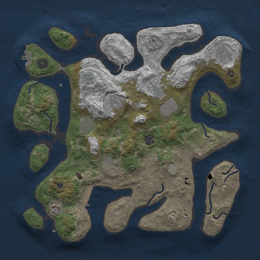 Rust Map: Procedural Map, Size: 3705, Seed: 1, 16 Monuments