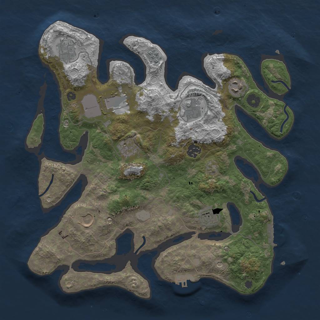 Rust Map: Procedural Map, Size: 3600, Seed: 549447718, 17 Monuments