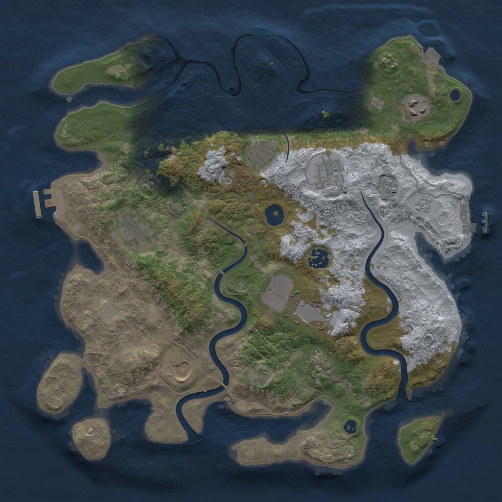 Rust Map: Procedural Map, Size: 3700, Seed: 545342478, 15 Monuments