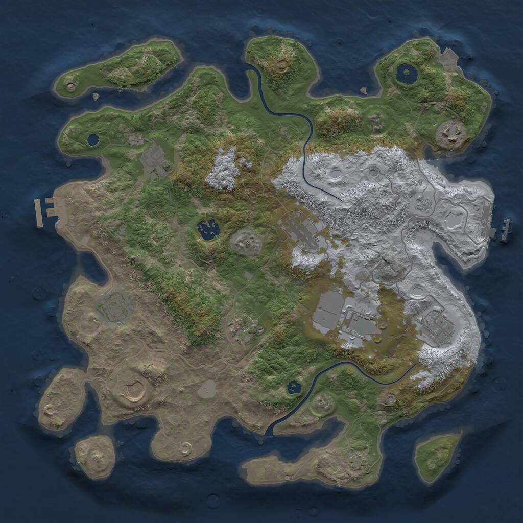 Rust Map: Procedural Map, Size: 3700, Seed: 545342478, 15 Monuments