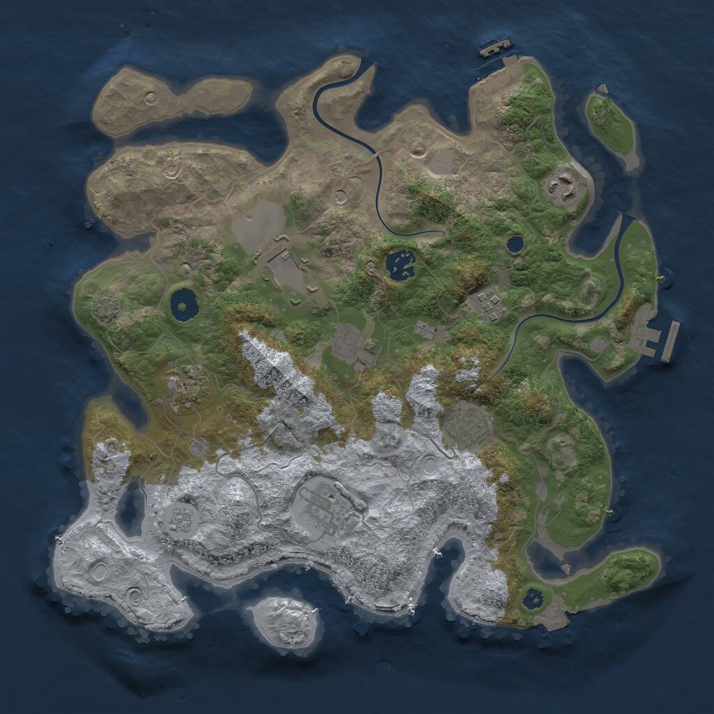 Rust Map: Procedural Map, Size: 3500, Seed: 6388, 14 Monuments