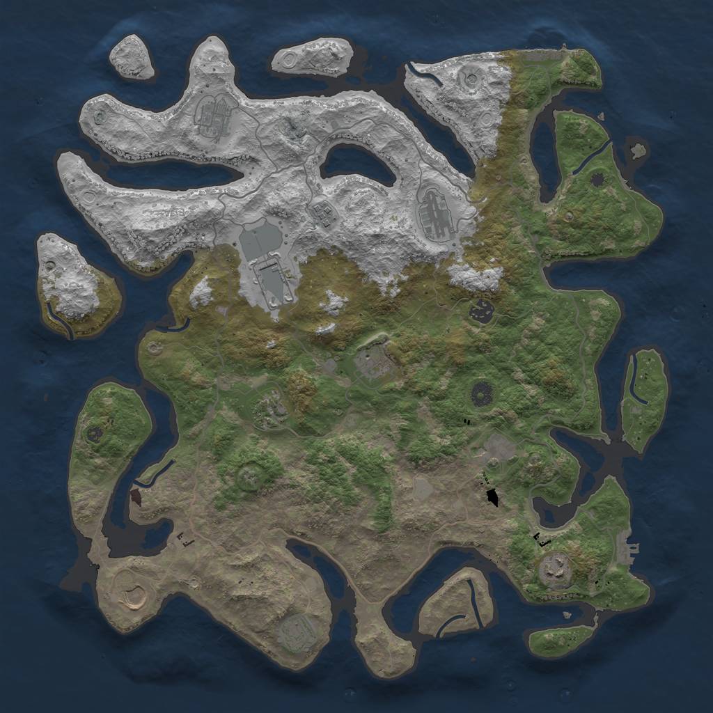 Rust Map: Procedural Map, Size: 4500, Seed: 1981339772, 19 Monuments