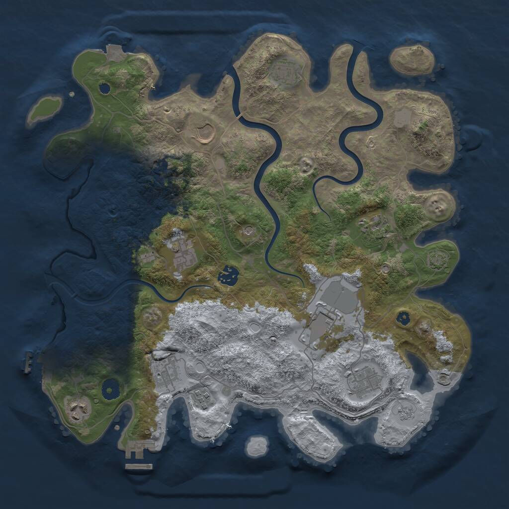 Rust Map: Procedural Map, Size: 3800, Seed: 114371292, 16 Monuments