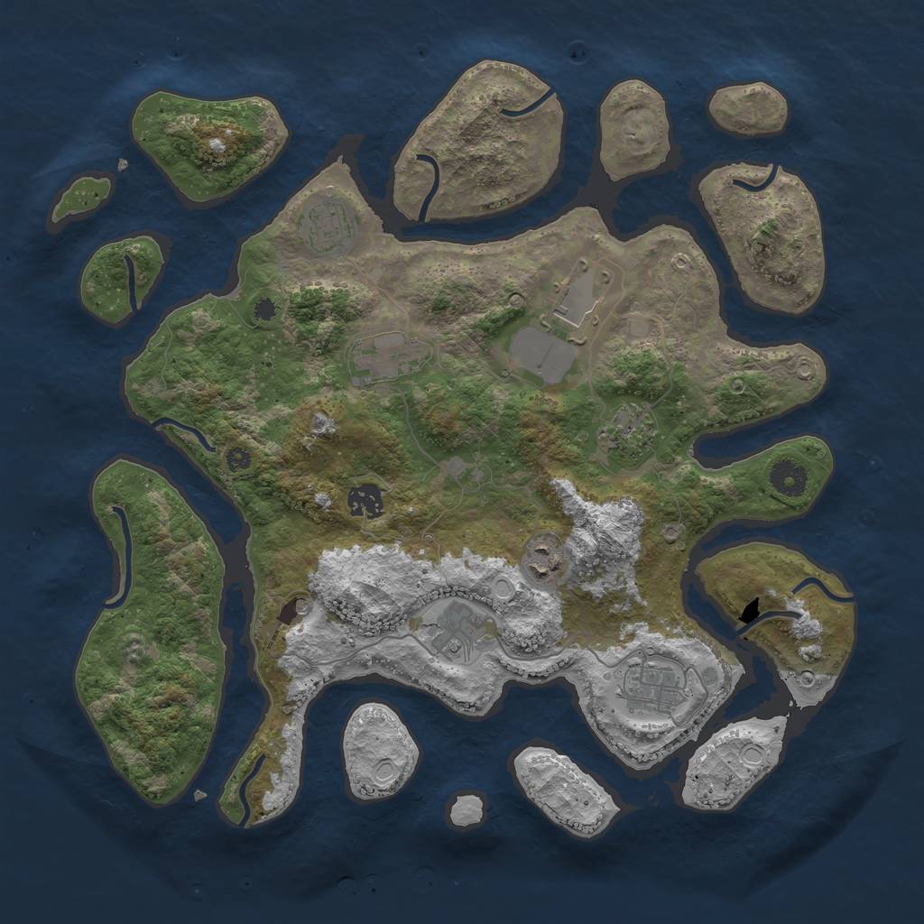 Rust Map: Procedural Map, Size: 3800, Seed: 114371292, 14 Monuments
