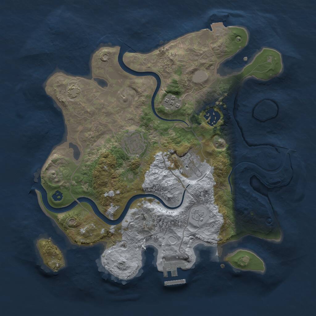 Rust Map: Procedural Map, Size: 3000, Seed: 1061218307, 8 Monuments