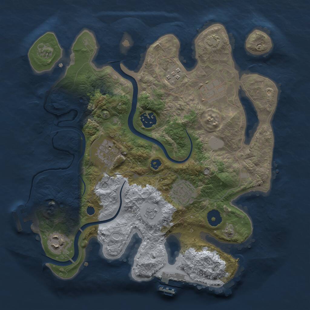 Rust Map: Procedural Map, Size: 3000, Seed: 170845, 12 Monuments