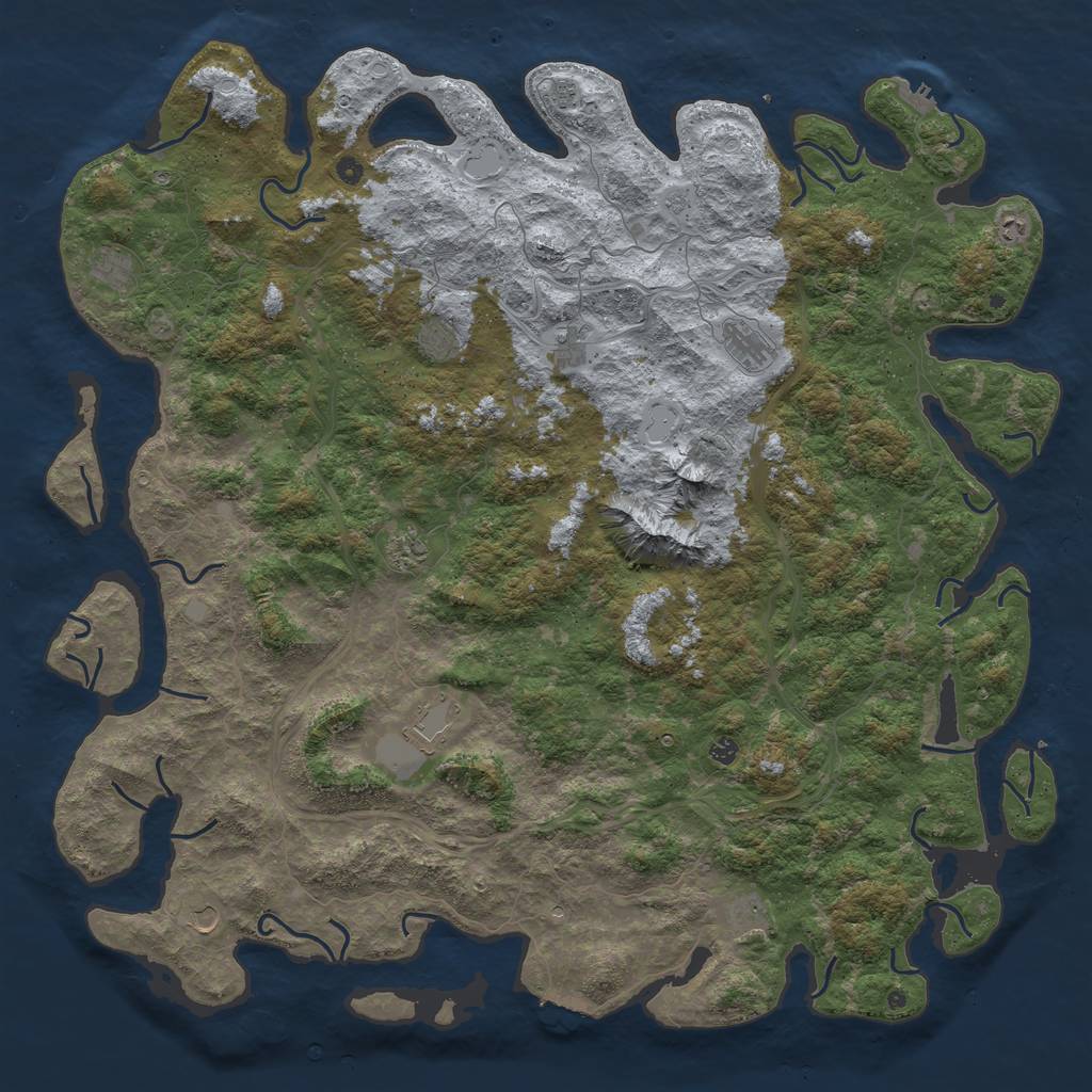 Rust Map: Procedural Map, Size: 6000, Seed: 6583655, 18 Monuments