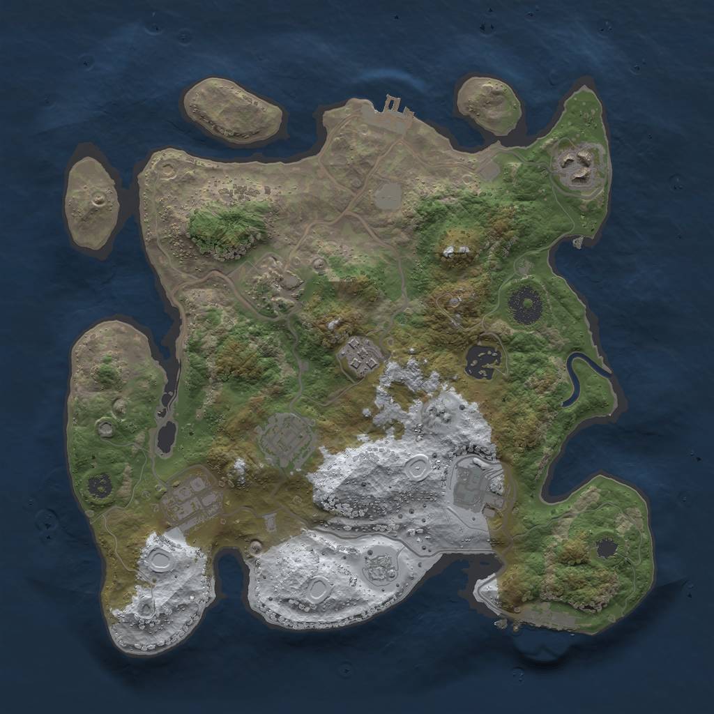 Rust Map: Procedural Map, Size: 3000, Seed: 84634344, 15 Monuments