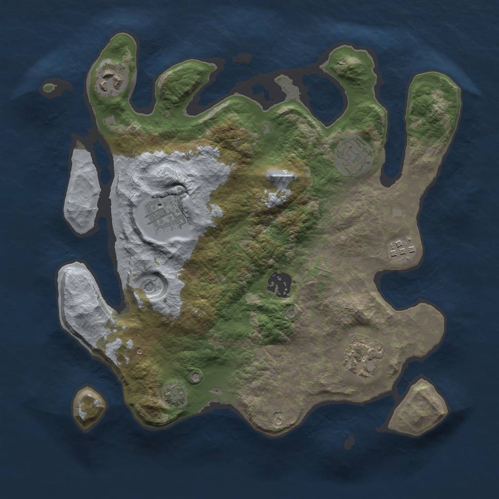 Rust Map: Barren, Size: 3000, Seed: 143017, 10 Monuments
