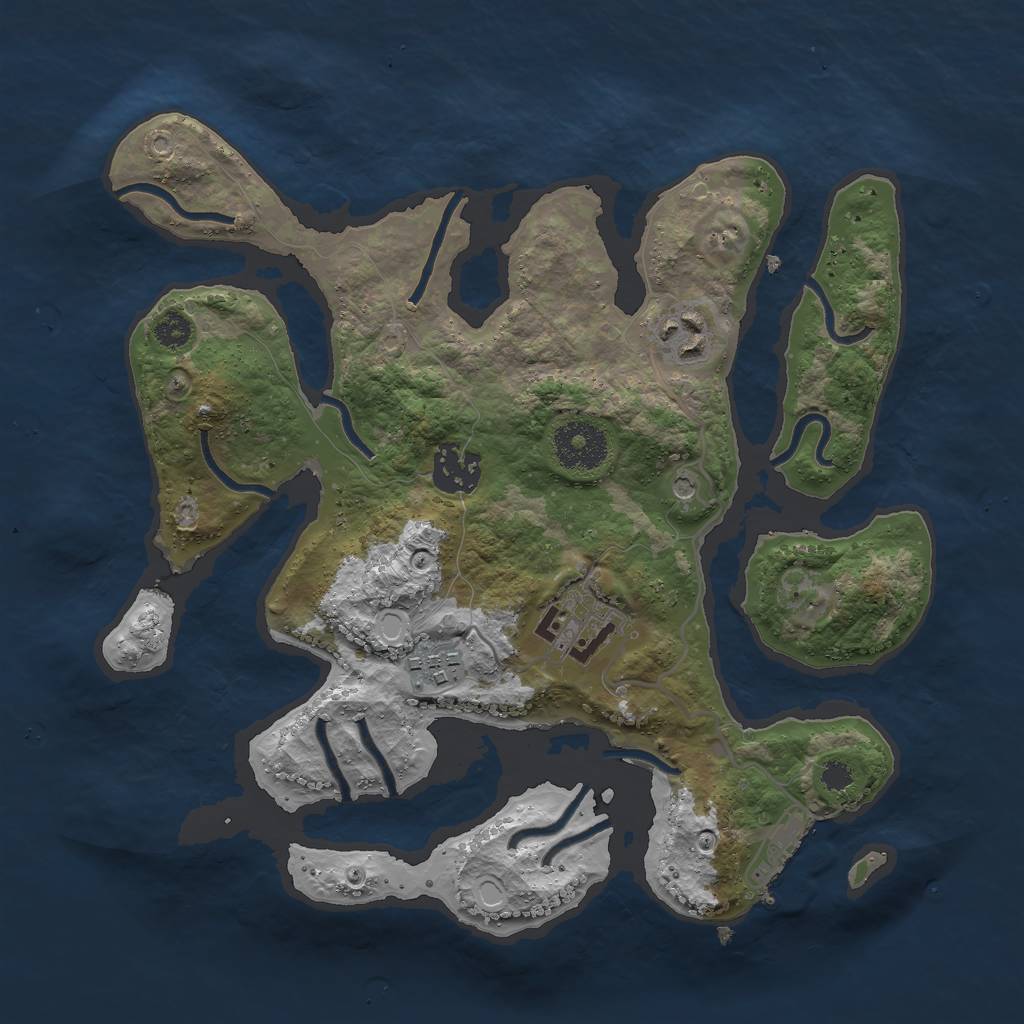 Rust Map: Procedural Map, Size: 3000, Seed: 662065, 11 Monuments