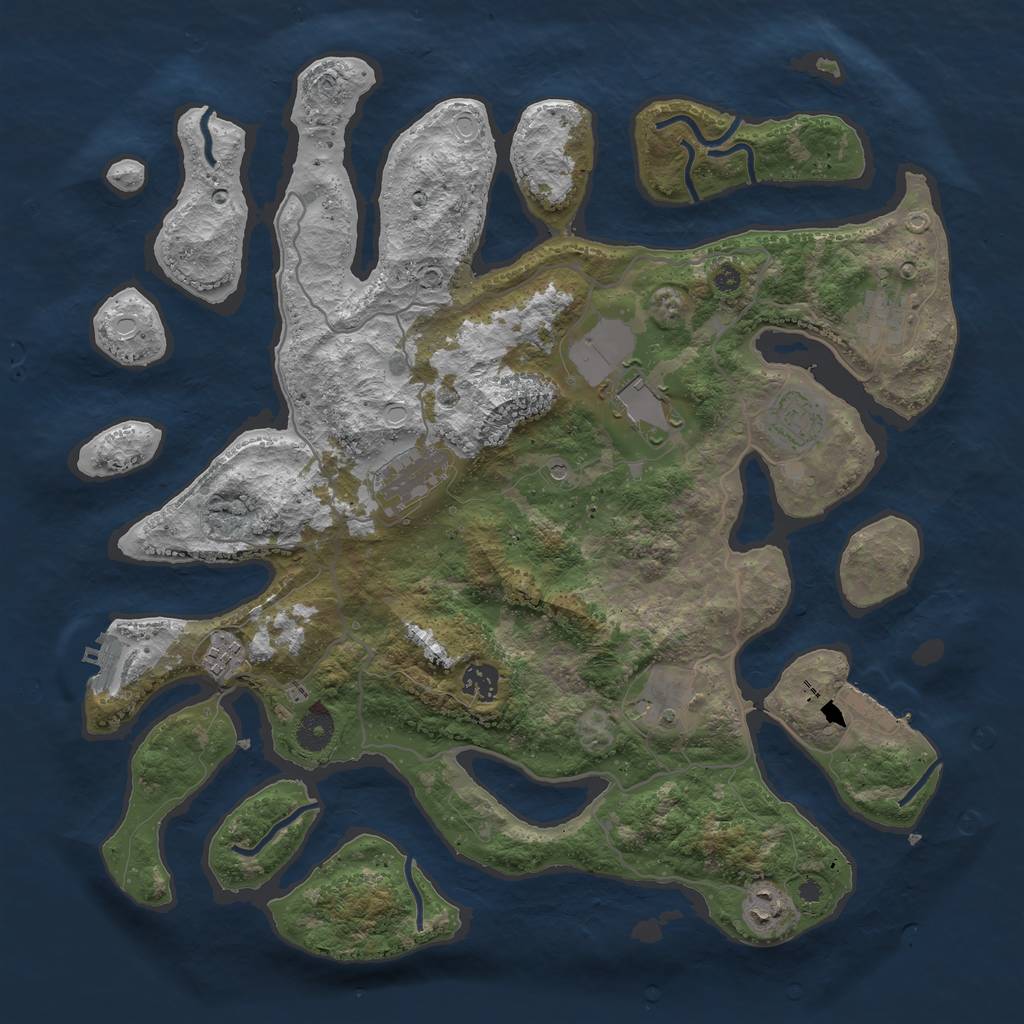 Rust Map: Procedural Map, Size: 4000, Seed: 123654987, 16 Monuments