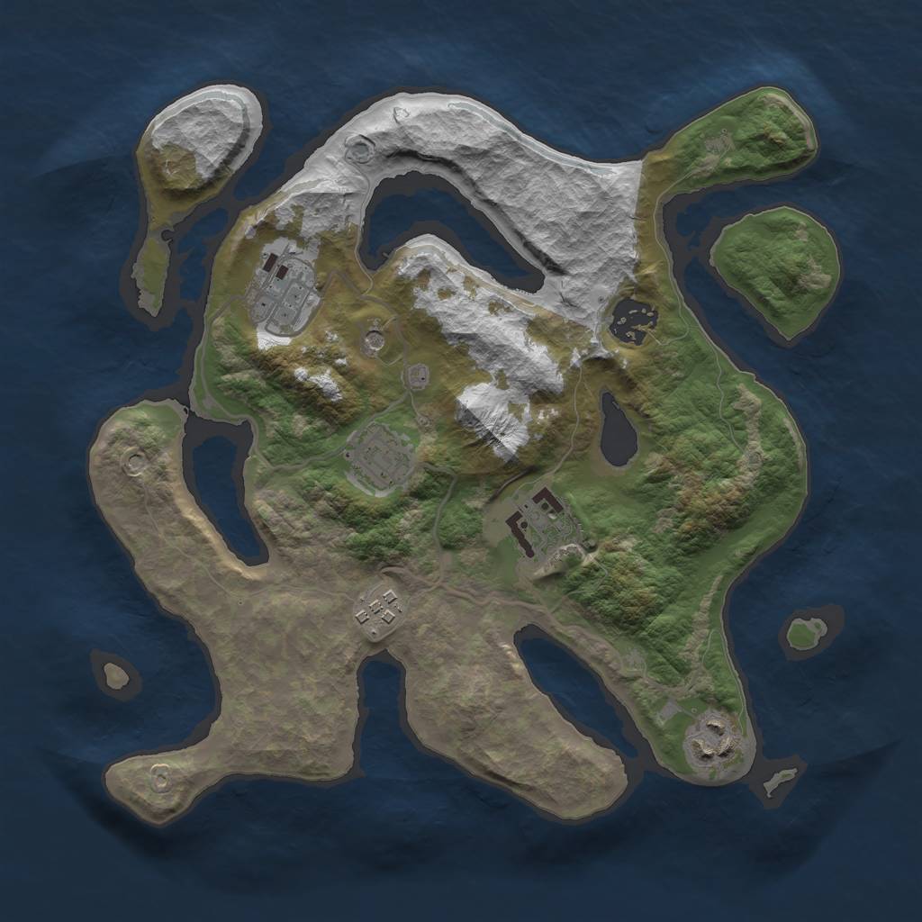 Rust Map: Barren, Size: 3000, Seed: 981649, 9 Monuments