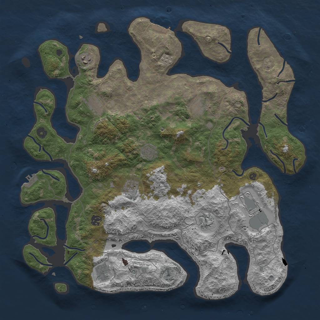 Rust Map: Procedural Map, Size: 4500, Seed: 1045558447, 18 Monuments