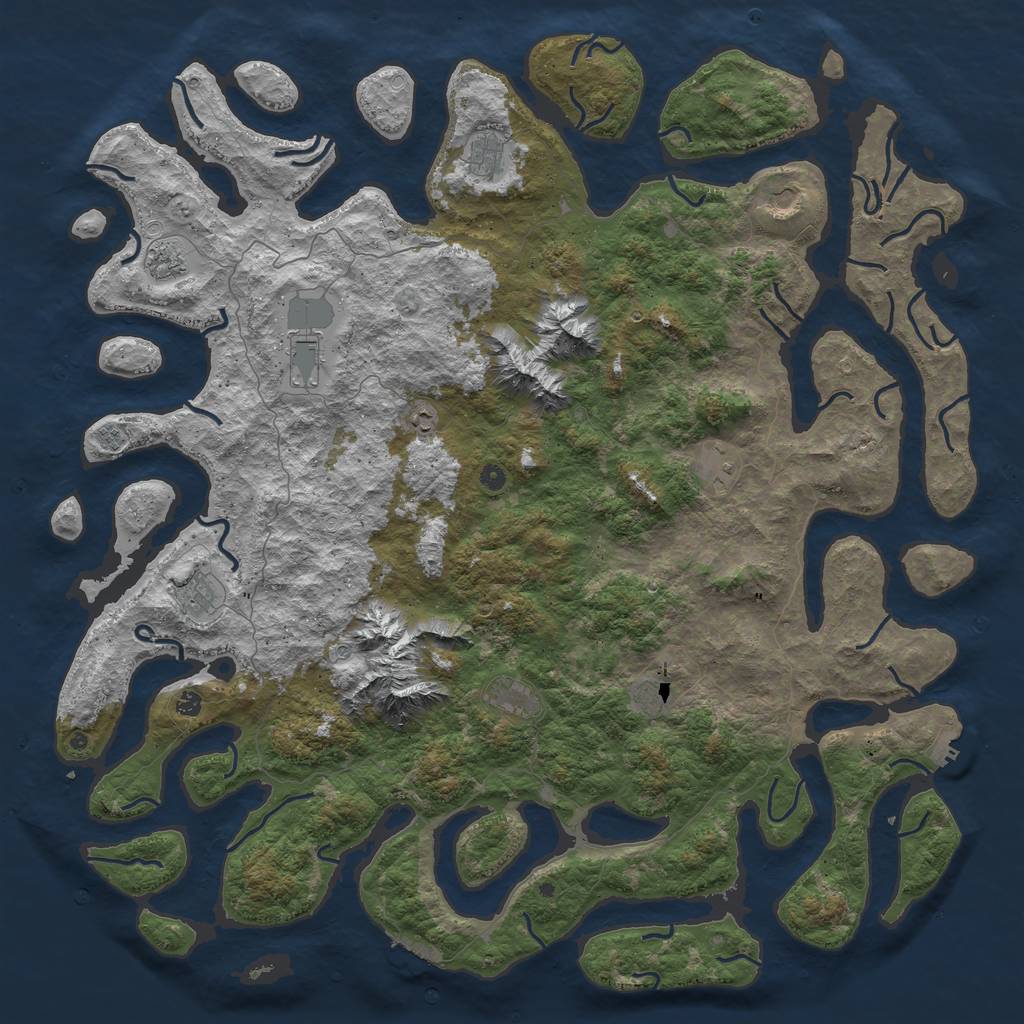 Rust Map: Procedural Map, Size: 6000, Seed: 614605249, 22 Monuments