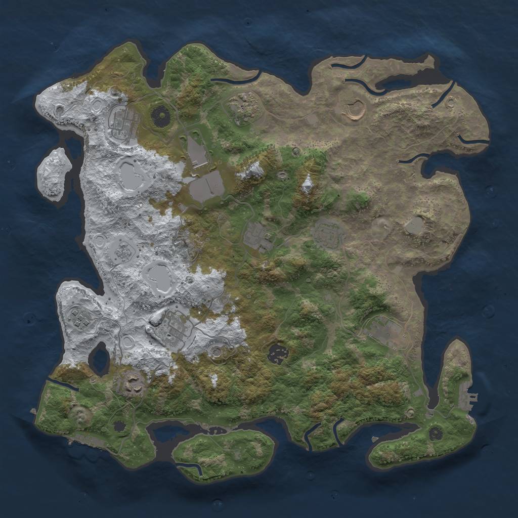 Rust Map: Procedural Map, Size: 3850, Seed: 1774452278, 20 Monuments