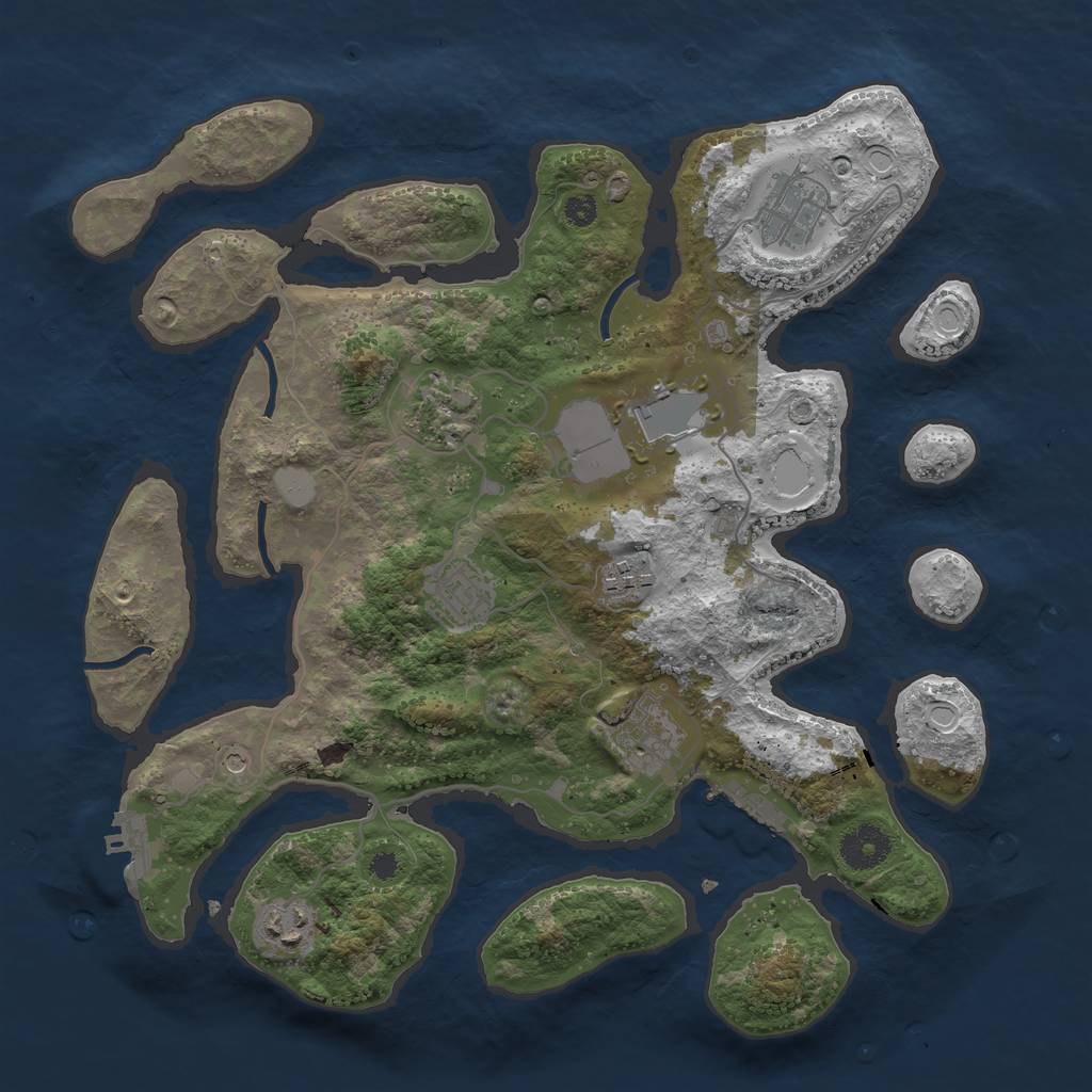 Rust Map: Procedural Map, Size: 3500, Seed: 654783725, 15 Monuments