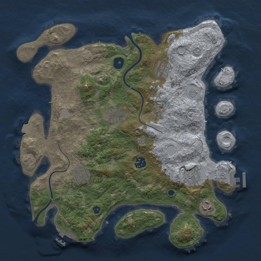 Rust Map: Procedural Map, Size: 3500, Seed: 654783725, 12 Monuments