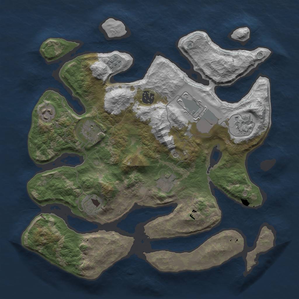 Rust Map: Barren, Size: 3500, Seed: 84232504, 11 Monuments