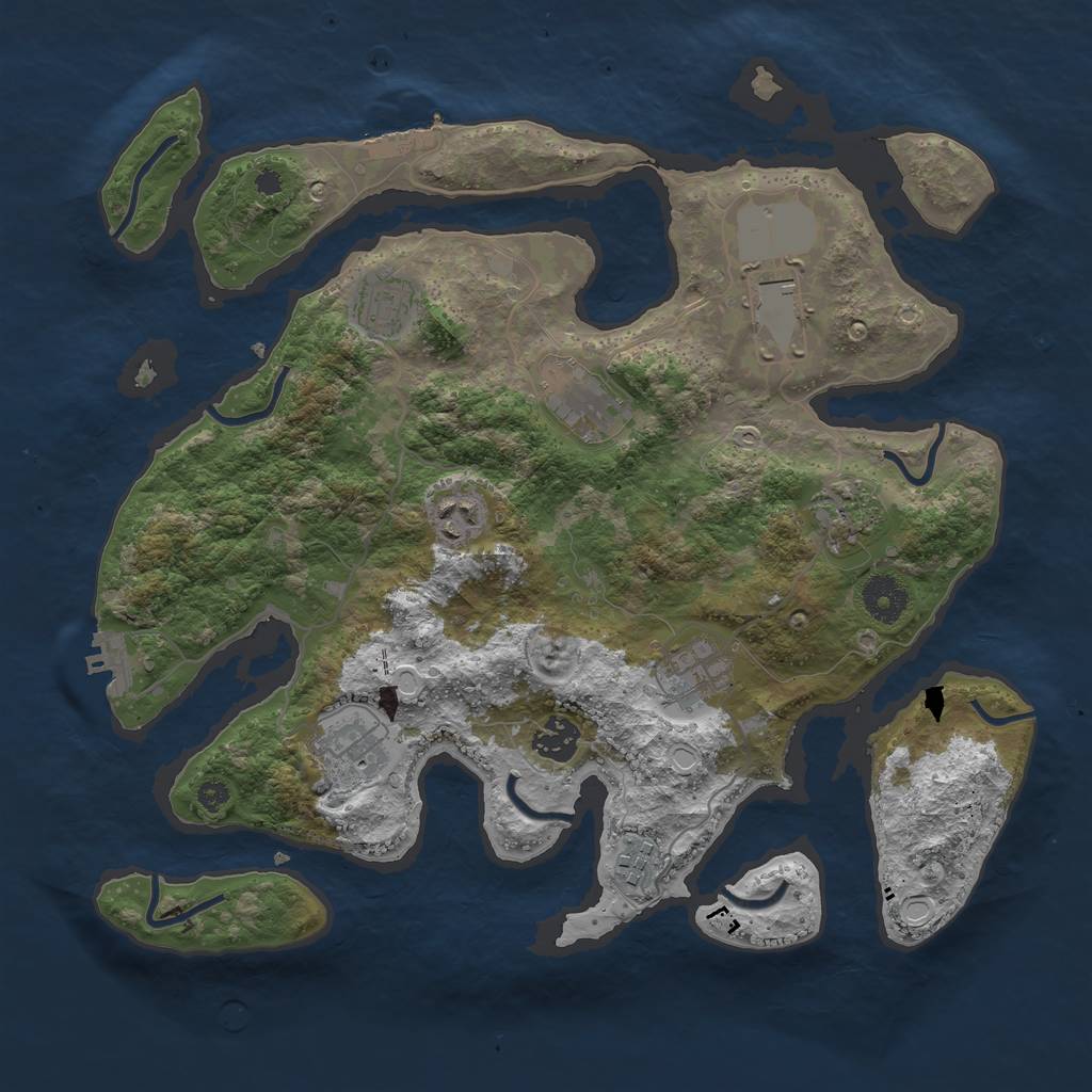 Rust Map: Procedural Map, Size: 3600, Seed: 27698911, 16 Monuments