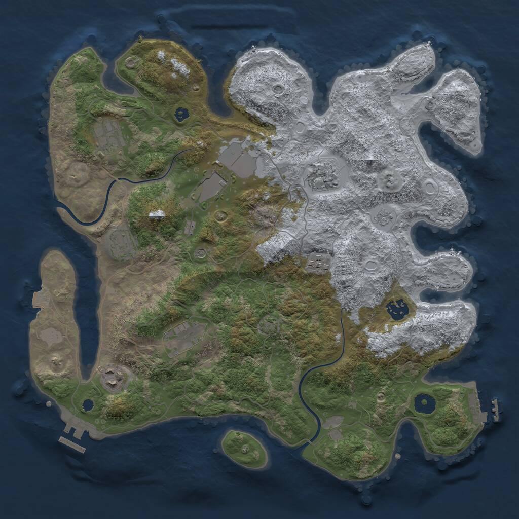Rust Map: Procedural Map, Size: 3700, Seed: 1129358570, 14 Monuments