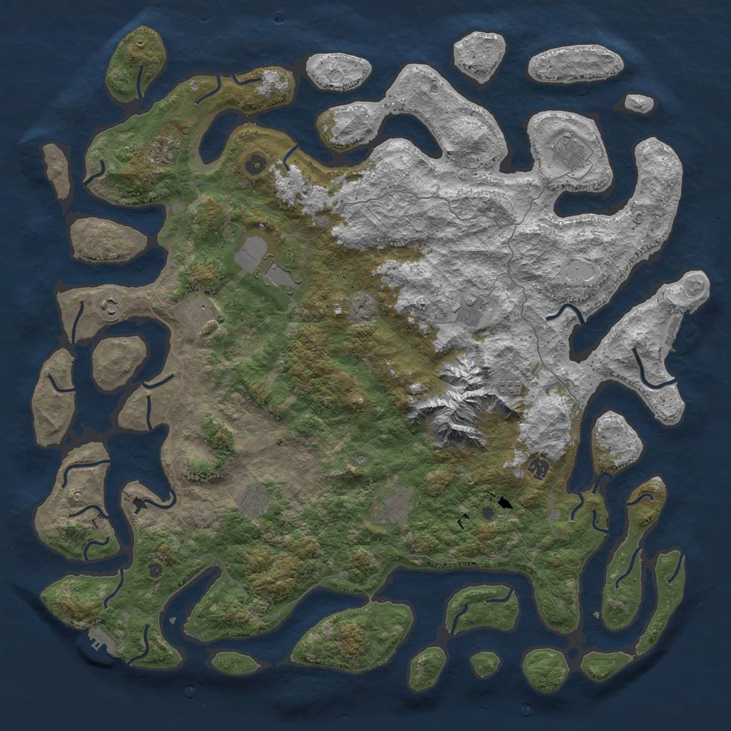 Rust Map: Procedural Map, Size: 5432, Seed: 1234567890, 21 Monuments