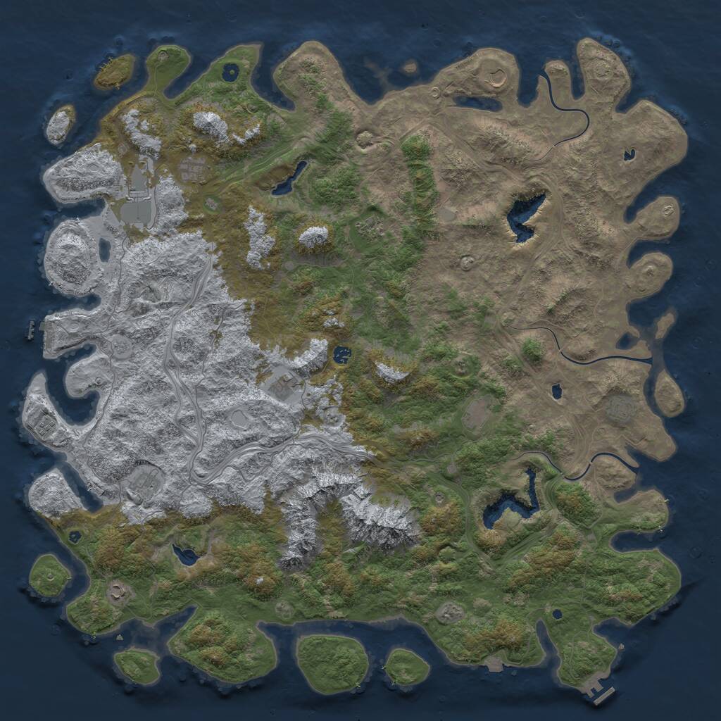 Rust Map: Procedural Map, Size: 6000, Seed: 53808974, 17 Monuments