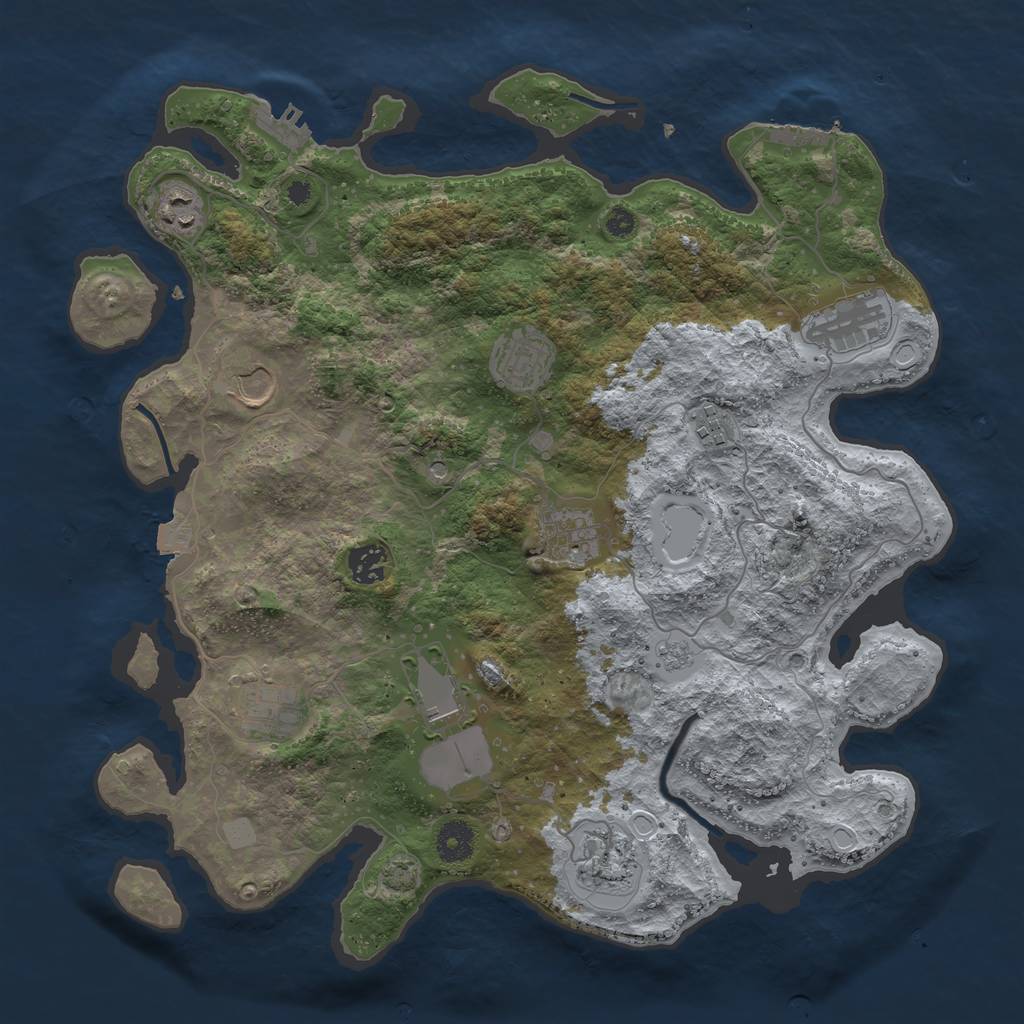 Rust Map: Procedural Map, Size: 3800, Seed: 1052673319, 18 Monuments