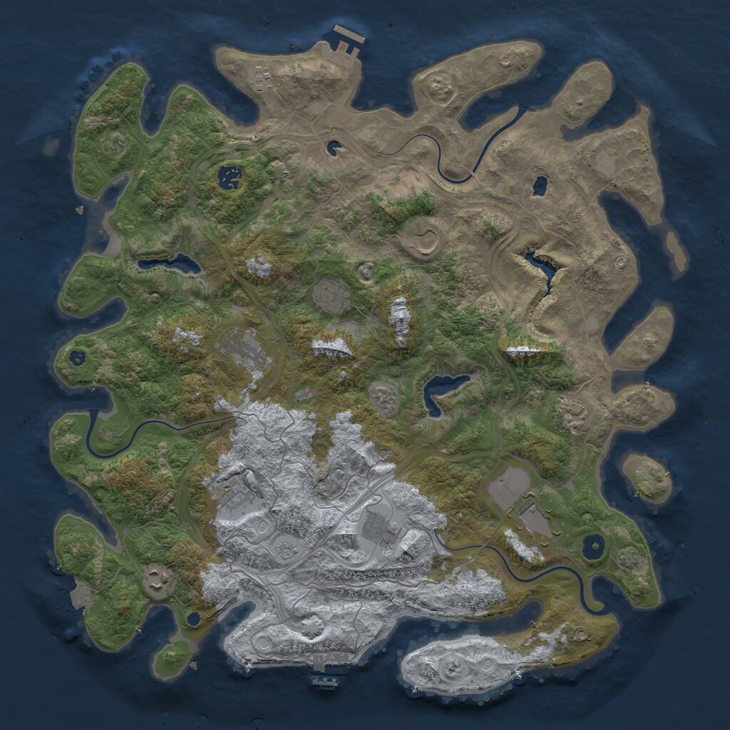 Rust Map: Procedural Map, Size: 4500, Seed: 204672145, 16 Monuments
